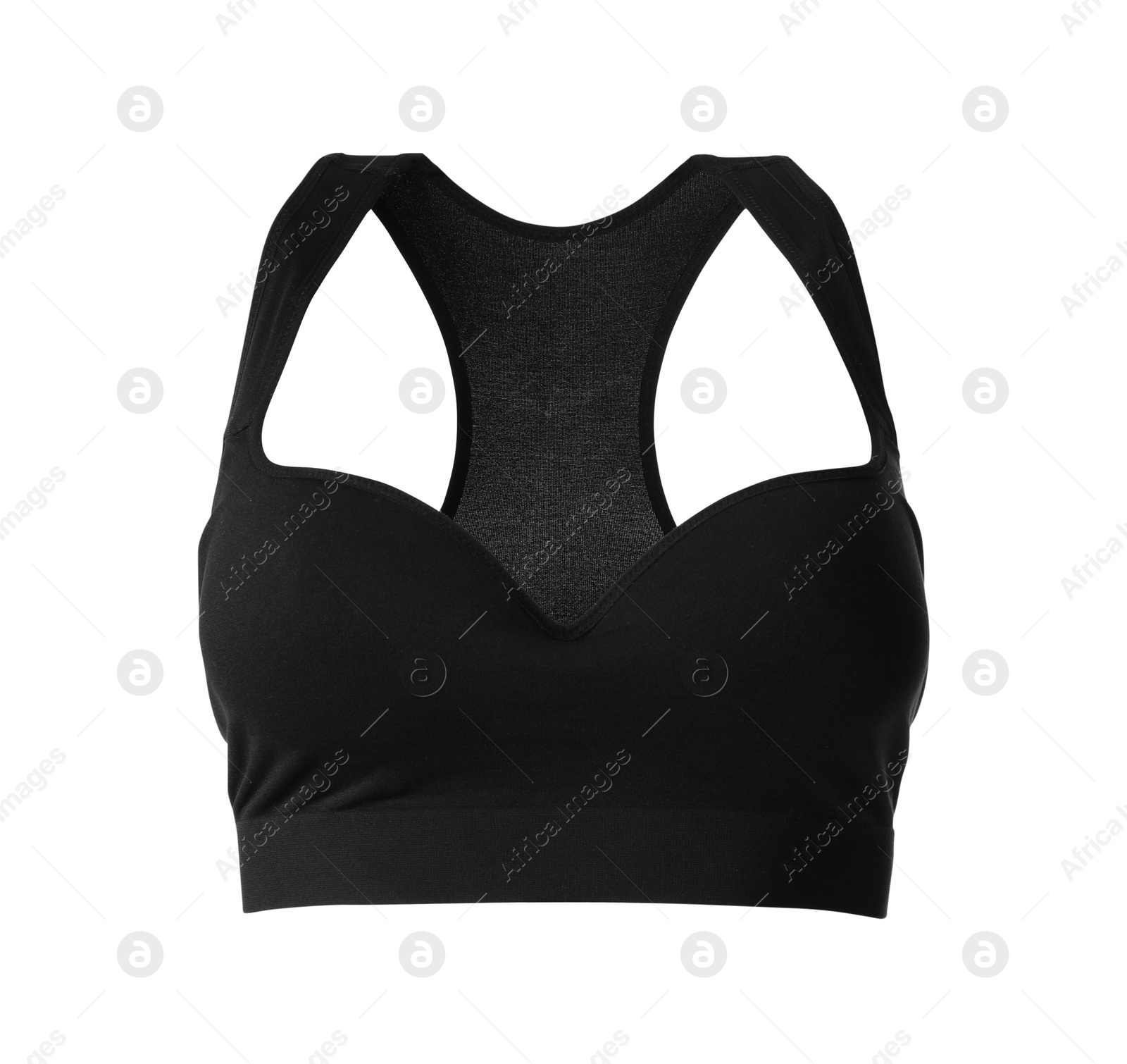 Black women's top isolated on white. Sports clothing Photo of Black women's top isolated on white. Sports clothing