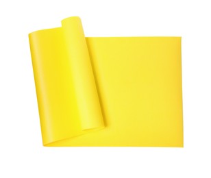 Yellow camping mat isolated on white, top view Photo of Yellow camping mat isolated on white, top view