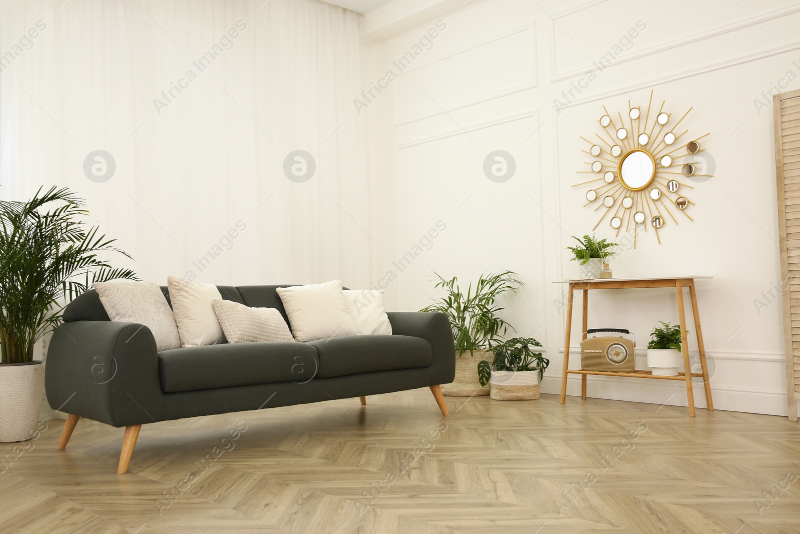Stylish living room interior with comfortable sofa Photo of Stylish living room interior with comfortable sofa