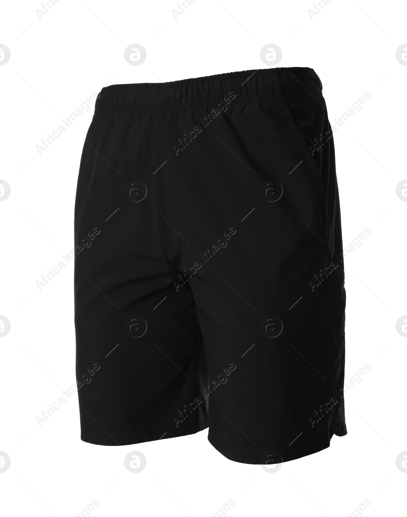 Black men's shorts isolated on white. Sports clothing Photo of Black men's shorts isolated on white. Sports clothing