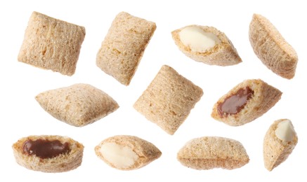 Set with sweet crispy corn pads on white background Image of Set with sweet crispy corn pads on white background