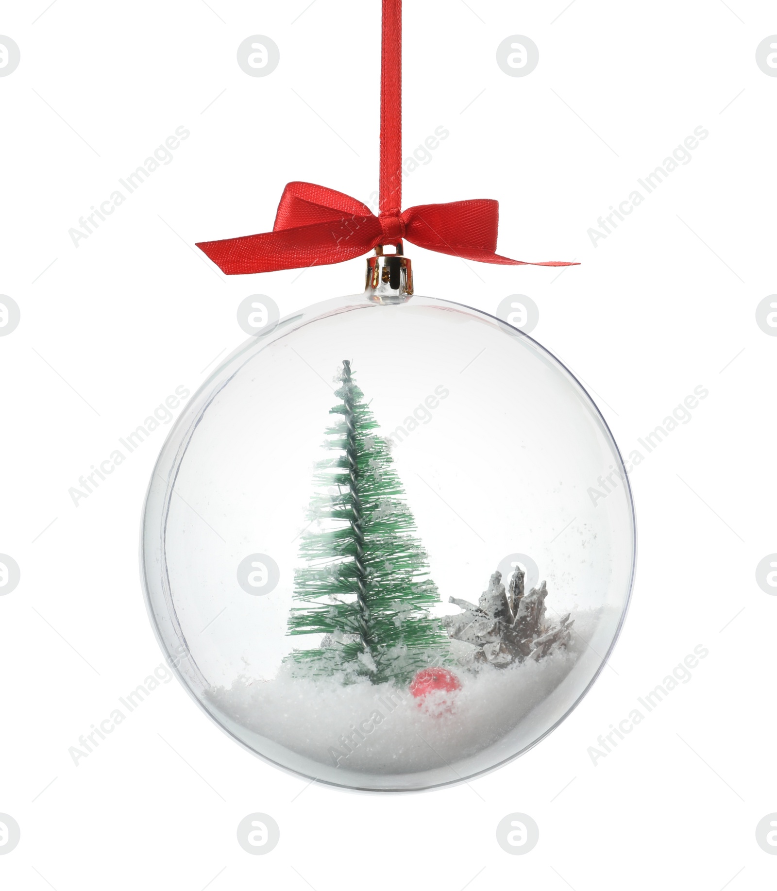Decorative snow globe with miniature isolated on white Photo of Decorative snow globe with miniature isolated on white