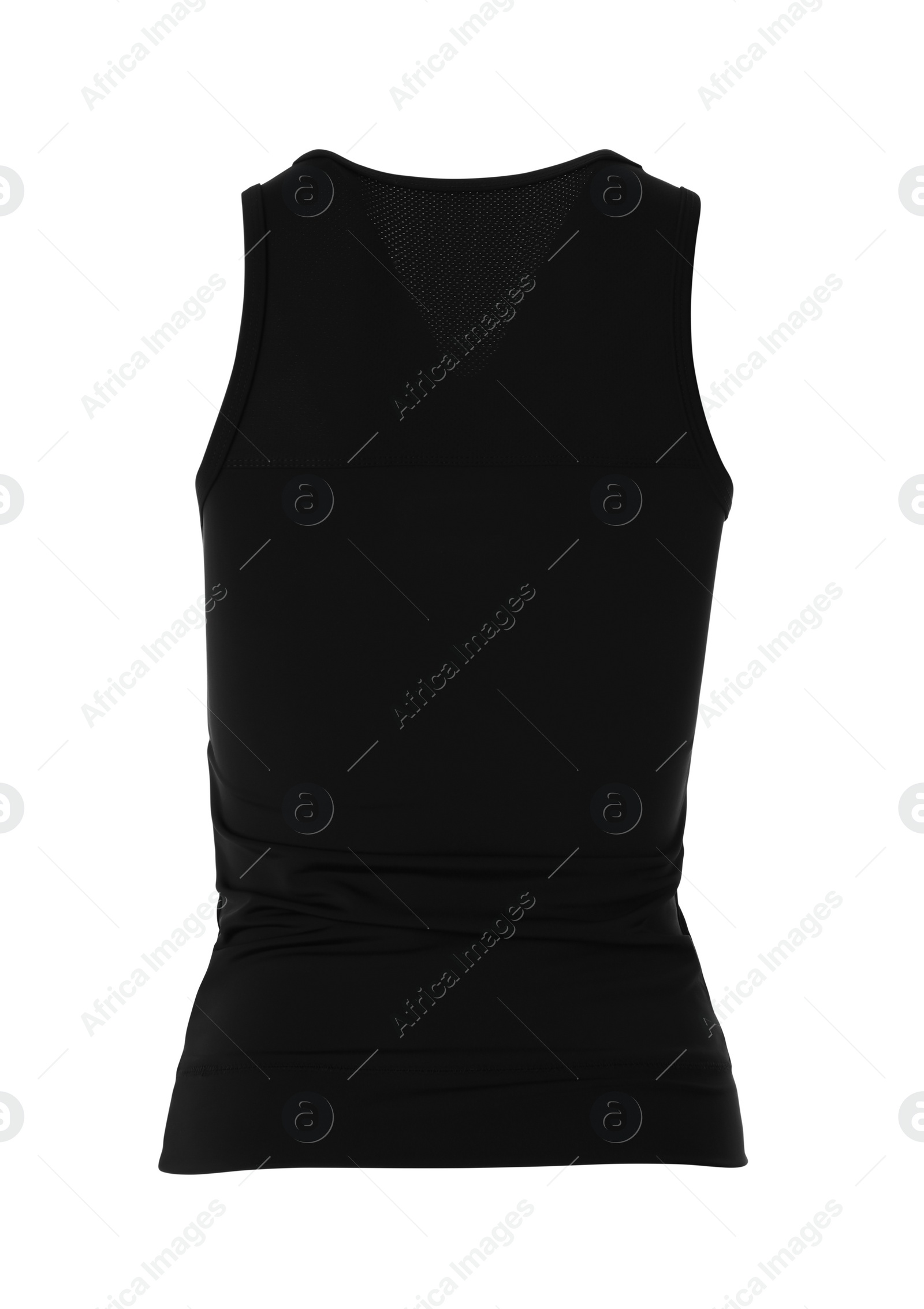 Black women's top isolated on white. Sports clothing Photo of Black women's top isolated on white. Sports clothing