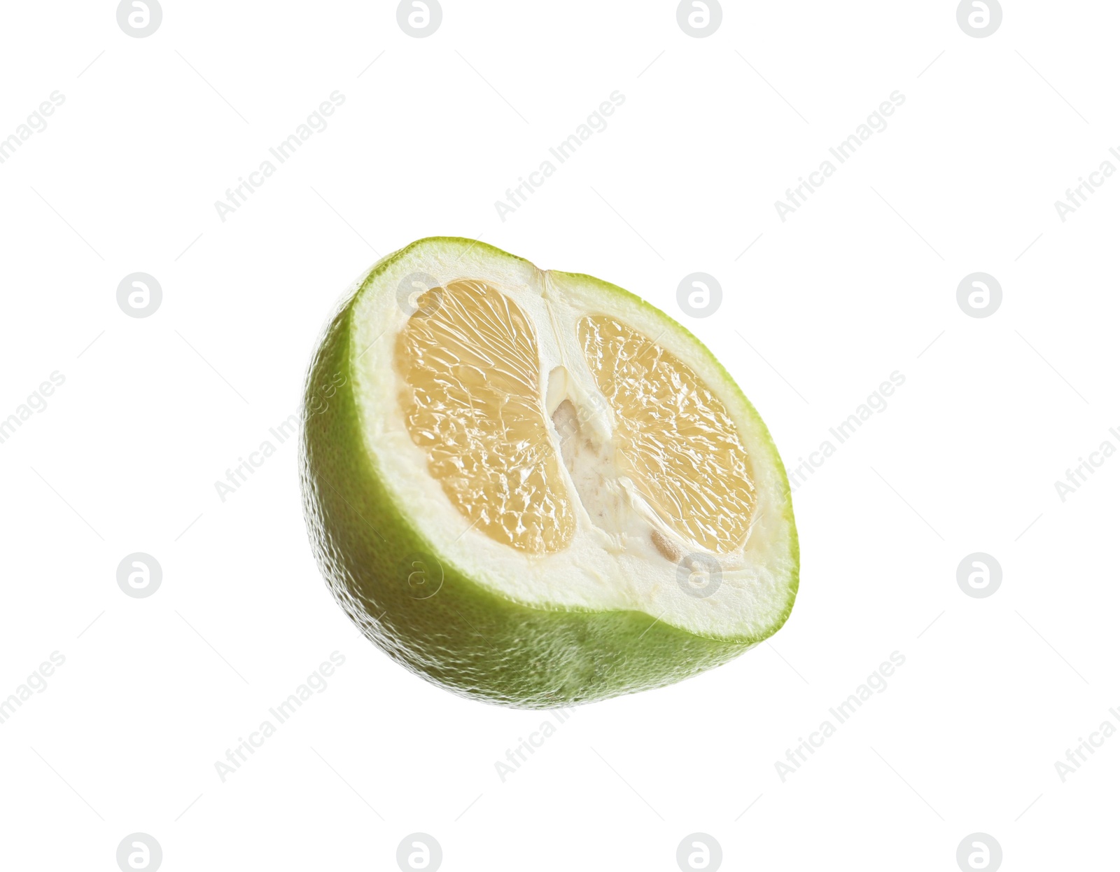 Half of fresh ripe sweetie fruit isolated on white Photo of Half of fresh ripe sweetie fruit isolated on white