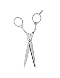 Photo of Professional hairdresser scissors isolated on white. Haircut tool