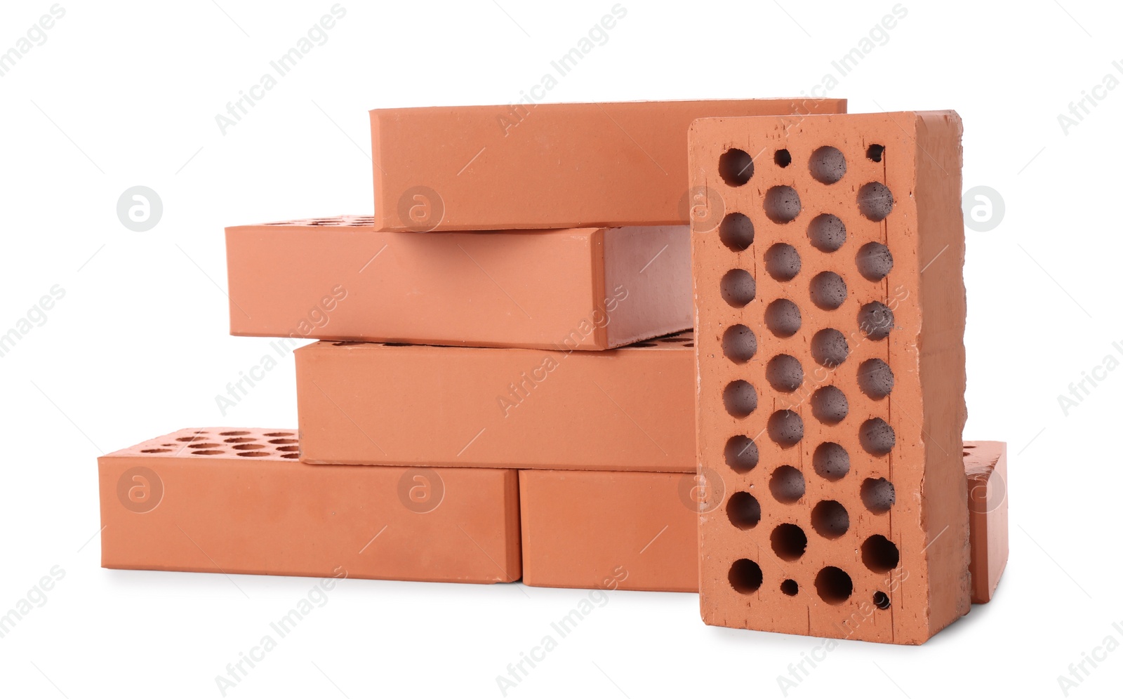 Many red bricks on white background. Building material Photo of Many red bricks on white background. Building material