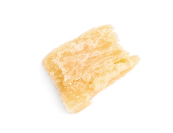 Piece of delicious parmesan cheese isolated on white Photo of Piece of delicious parmesan cheese isolated on white
