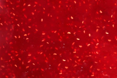Sweet strawberry jam as background, closeup view Image of Sweet strawberry jam as background, closeup view