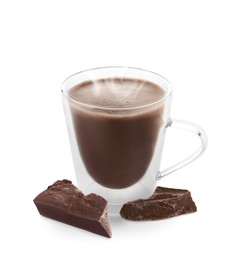 Image of Cup of delicious hot chocolate on white background 