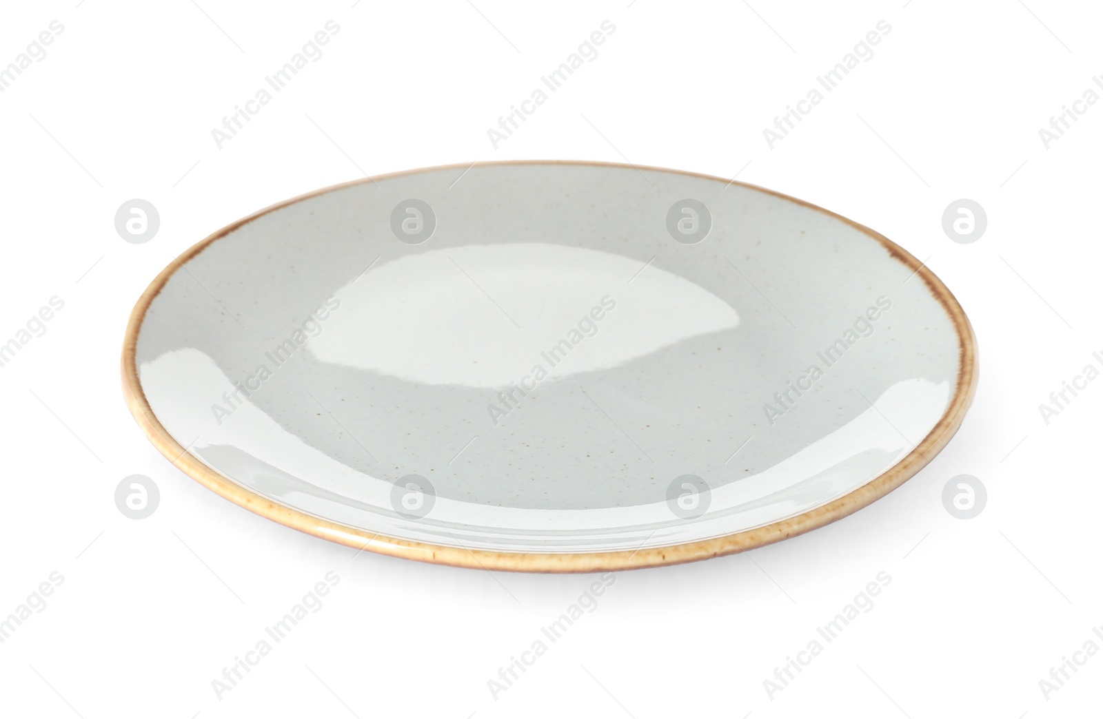 Photo of New ceramic plate isolated on white. Tableware