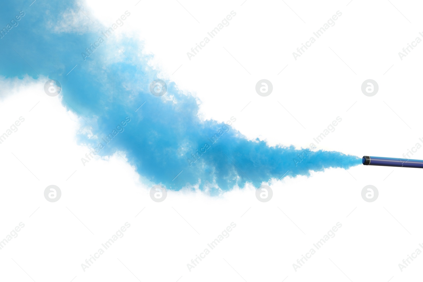 Woman with blue smoke bomb near white wall outdoors, closeup Photo of Woman with blue smoke bomb near white wall outdoors, closeup