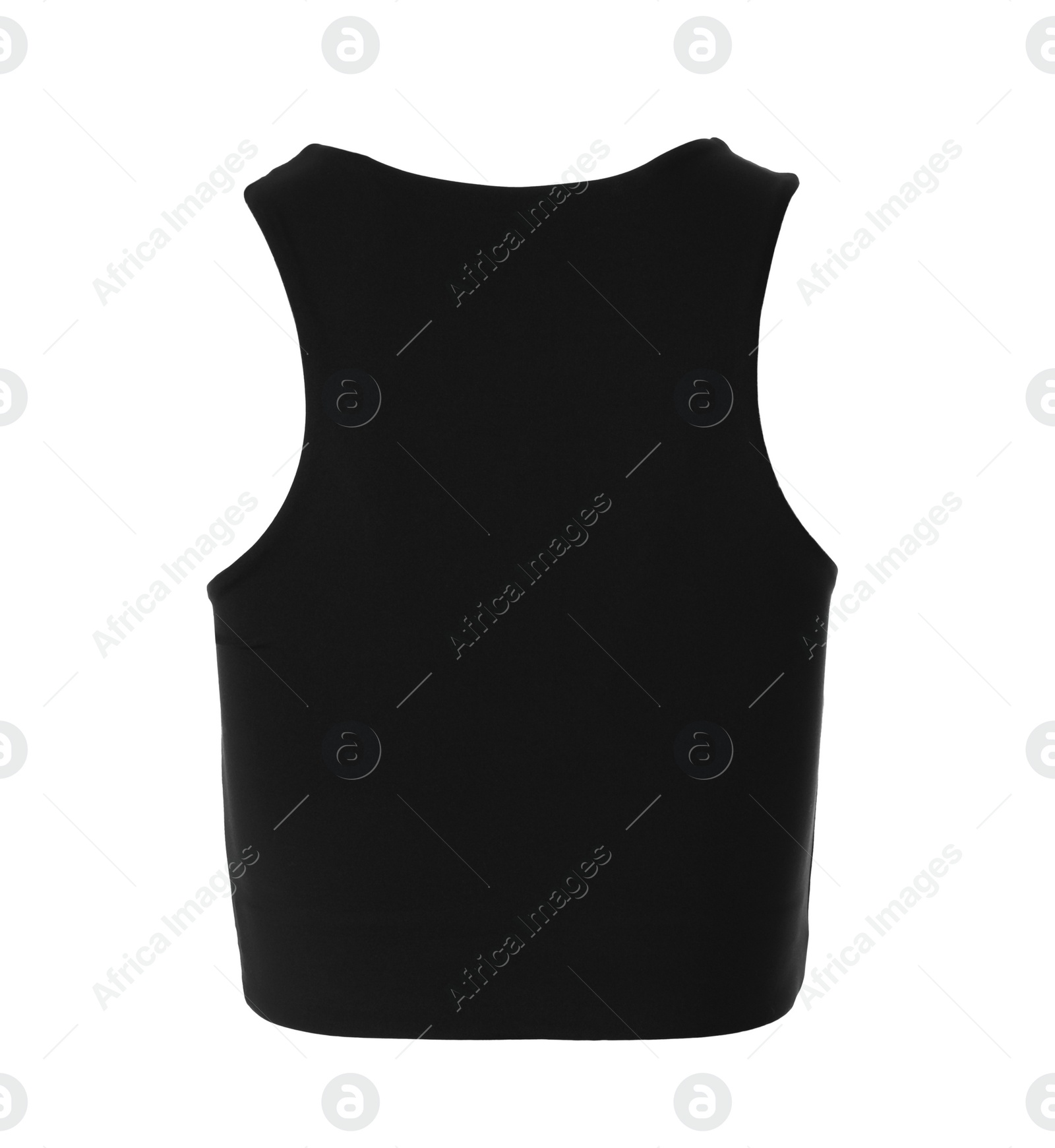 Black women's top isolated on white. Sports clothing Photo of Black women's top isolated on white. Sports clothing