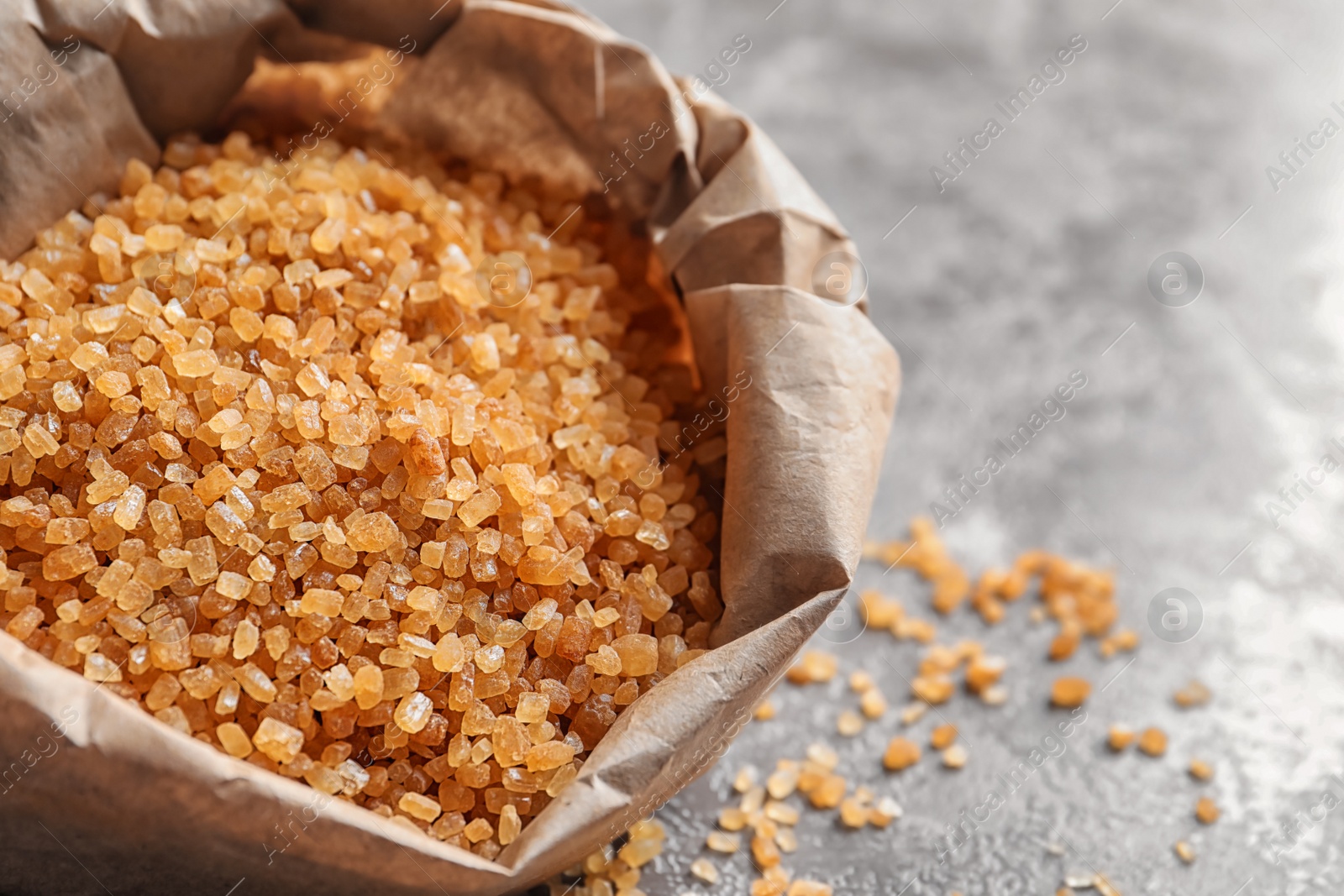 Bag with brown sugar, closeup Photo of Bag with brown sugar, closeup