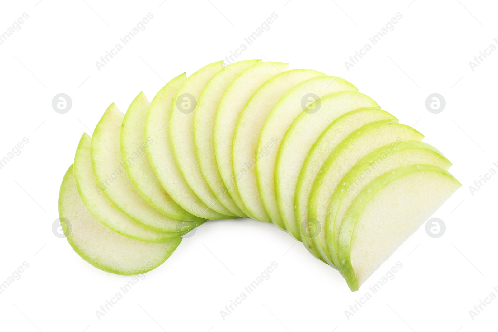 Slices of apple on white background, top view Photo of Slices of apple on white background, top view