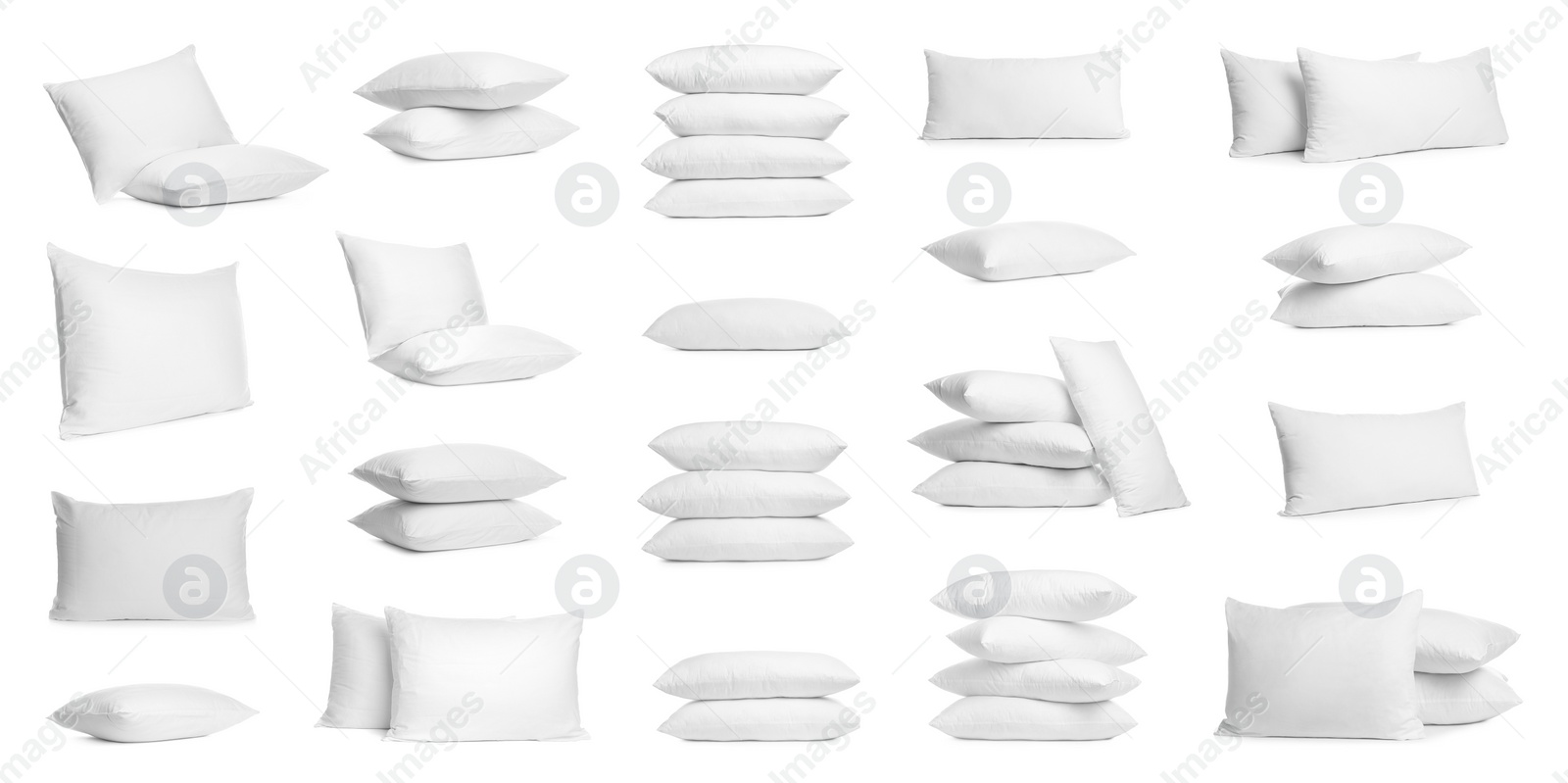 Set of soft pillows isolated on white Image of Set of soft pillows isolated on white